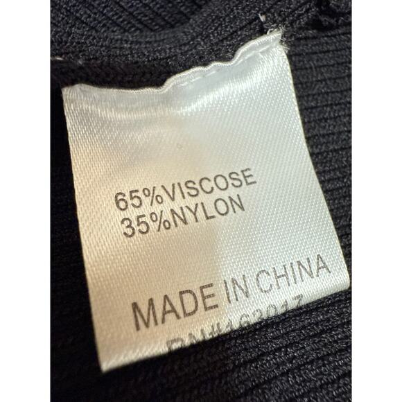 Princess Polly Black Long Sleeve Cutout Ribbed Knit Mock Neck Bodysuit Top S/M - Picture 4 of 4